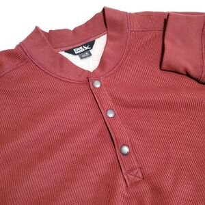 Eddie Bauer Sherpa Lined Waffle Knit Henley Mens XL Red